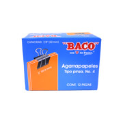 [BAC-SUJ-AGPI4] Broche Baco Tipo Pinza No.4, 1 Caja Con 12 Agarrapapeles 
