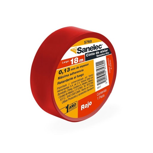 [SAN-CIN-5760] Cinta De Aislar Santul 18 M Rojo.