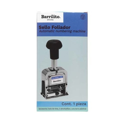 [BAR-FLD-F70] Sello Foliador 6 Dígitos Barrilito Cuerp