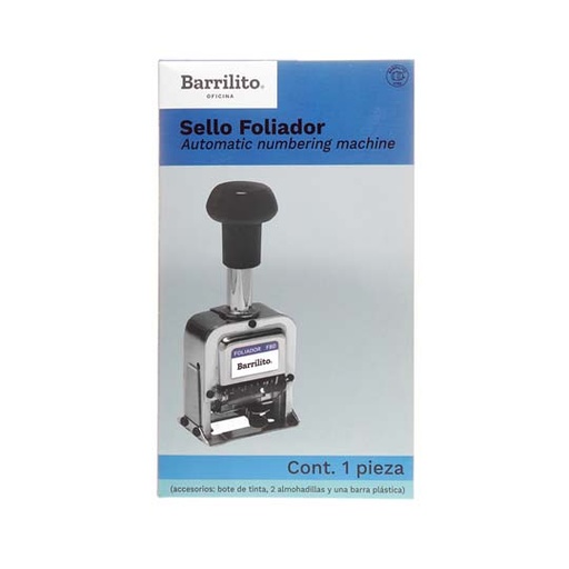 [BAR-FLD-F80] Sello Foliador 8 Dígitos Barrilito 