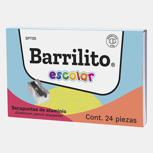 [BAR-SAC-CSPT05] Sacapuntas Metálico Barrilito 1 Orificio Con 24 Piezas