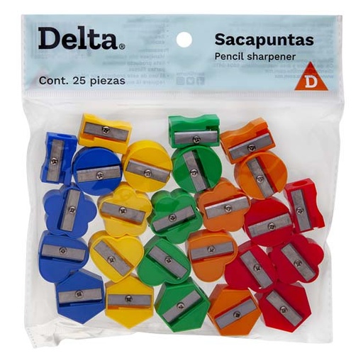 [BAR-SAC-SKD25] Sacapuntas De Plástico 1 Orificio Barrilito De Colores, 25 Piezas