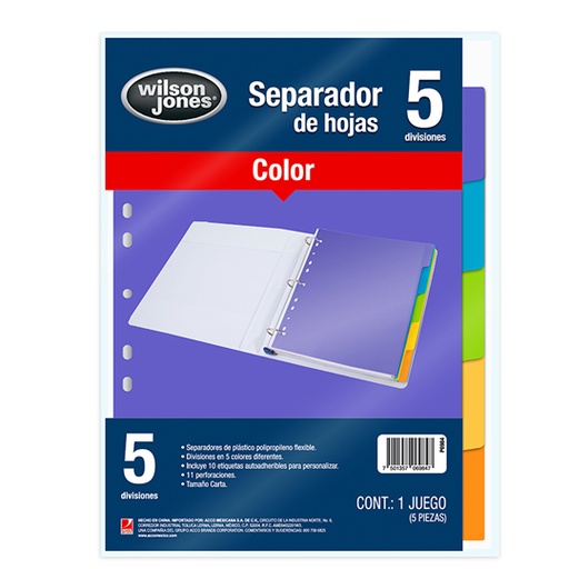 [BAR-SEP-P6984] Separador Barrilito 5 Divisiones Tamaño Carta