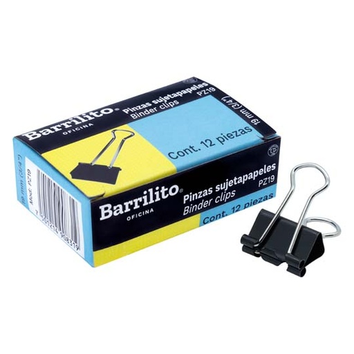 [BAR-SUJ-PZ19] Sujetadocumentos 19 Mm Barrilito Capacidad Hasta 60 Hojas