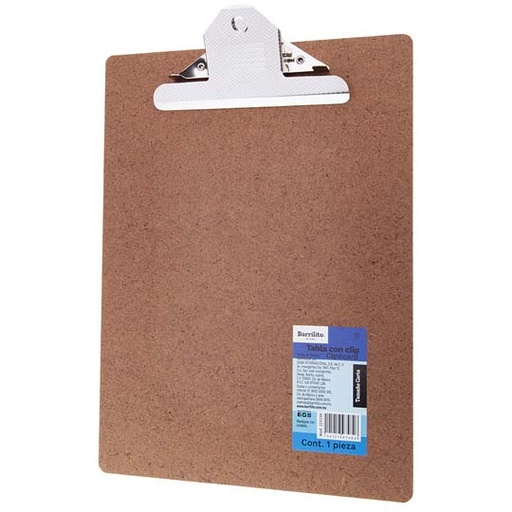 [BAR-TAB-22533N] Tabla Con Clip Carta Barrilito Base Made