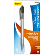 [BER-BOL-119017] Boligrafo RT kilometrico negro punto mediano caja con 12 piezas 