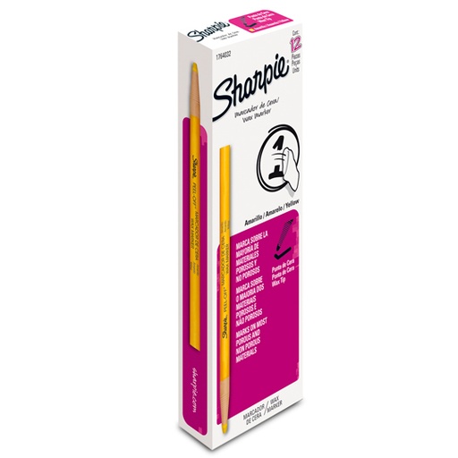 [BER-MAR-11942C] Marcador De Cera Sharpie Amarillo Caja Con 12 Piezas
