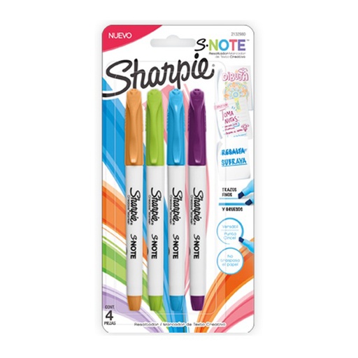 [BER-MAR-2132980] Sharpie Snote Paquete Con 4 Resaltadores Colores Surtidos