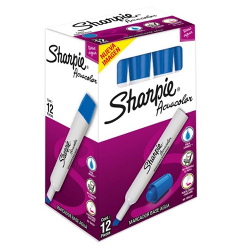 [BER-MAR-2184213] Sharpie Acuacolor 12Pz  Azul Oscuro Base Agua