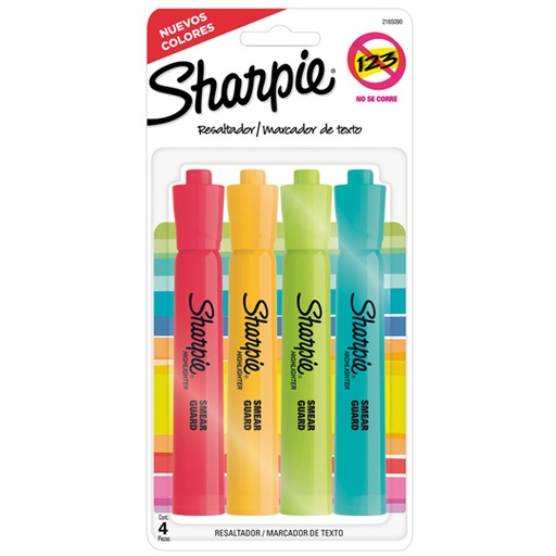[BER-MAR-65090] Resaltador Sharpie  Tank Caja Con 4 Piezas Colores Fluorescentes Surtidos 