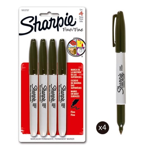 [BER-MAR-SHARP4N] Marcador Fino Permanente Sharpie Negro Blíster 4 Piezas