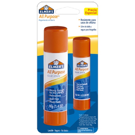 [BER-PEG-2170347] Lápiz Adhesivo Elmers 40 Gr + 1 Barra De