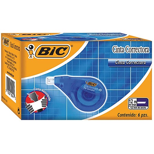 [BIC-CRR-WOCC6C] Cinta Correctora Biccorrector Bic 6 piezas de 12metros 4.2mm