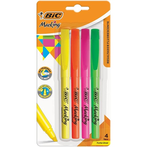 [BIC-MAR-BL4SURT] Resaltador Bic Brite Liner Blíster 4 Pie