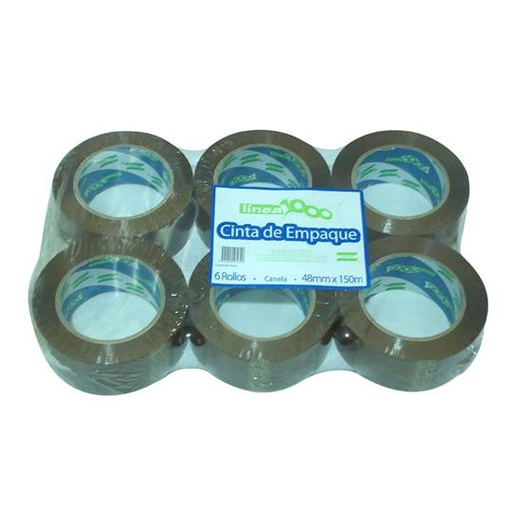 [DEV-CIN-PSCA101] Cinta de empaque DEVEK 48mm x 150m mod. 1000 canela, con 6 piezas