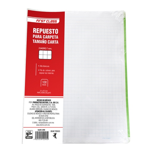 [DIE-CUA-2295] Repuesto Para Carpeta Dietrix Carta 7 Mm