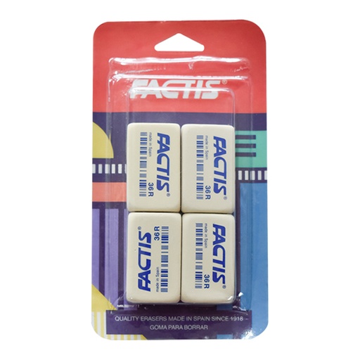 [DIE-GOM-5086] Goma Factis 36Rb Forma Rectangular Color Blanco Blíster 4 Piezas