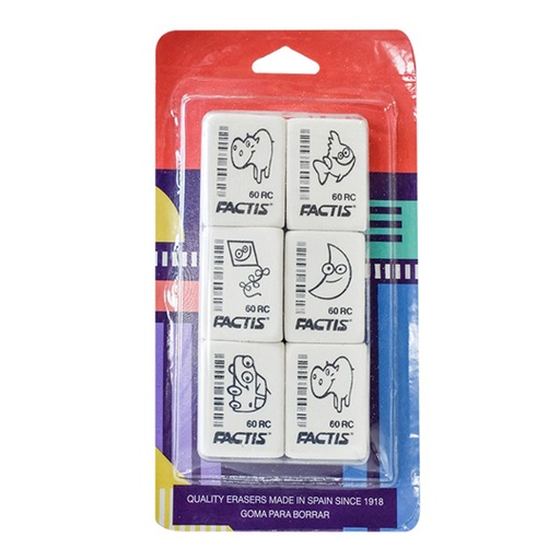 [DIE-GOM-5095] Goma Factis S60 Forma Rectangular Tamaño Pequeño Blíster 6 Piezas 