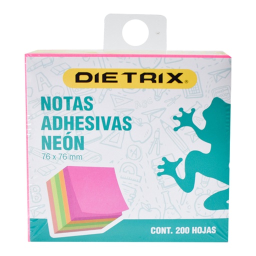[DIE-PST-8747] Notas Adhesivas Dietrix Colores Neón 7.5X7.5 Cm Con 200 Hojas 
