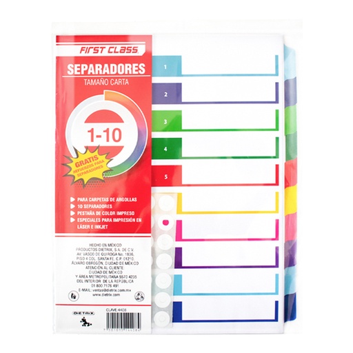 [DIE-SEP-4408] Separadores Dietrix Tamaño Carta Del 1 A
