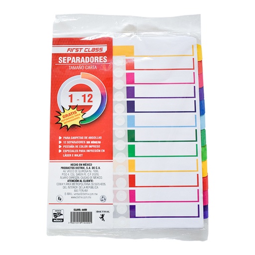 [DIE-SEP-4409] Separadores Dietrix Tamaño Carta Del 1 A