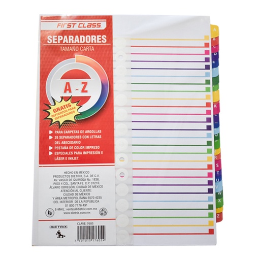 [DIE-SEP-7605] Separadores Dietrix Tamaño Carta De La A
