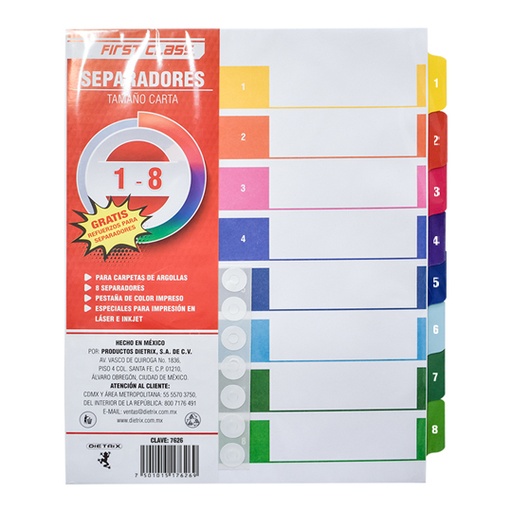 [DIE-SEP-7626] Separadores Dietrix Tamaño Carta Del 1 A