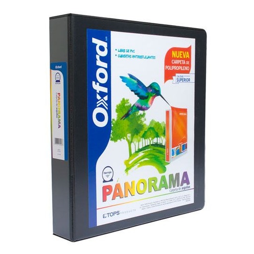 [ESS-CAR-PP00506] Carpeta Panorámica Oxford Carta Negra De 0.5" Herraje "O"