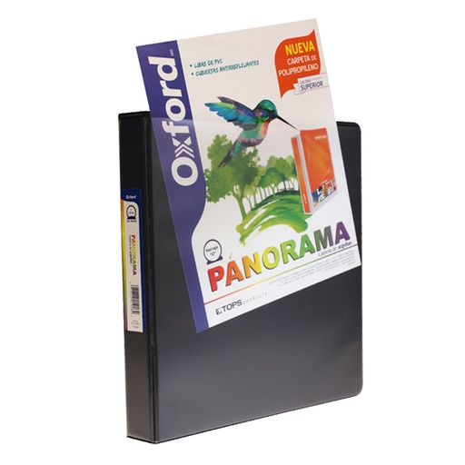 [ESS-CAR-PP01006] Carpeta Panorámica Oxford Carta Negra De1" Herraje "O"