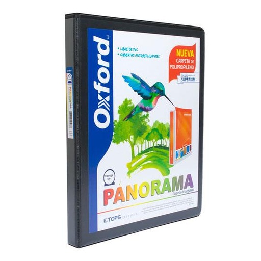 [ESS-CAR-PP01506] Carpeta panorámica Oxford carta negra de 1.5" herraje "O"
