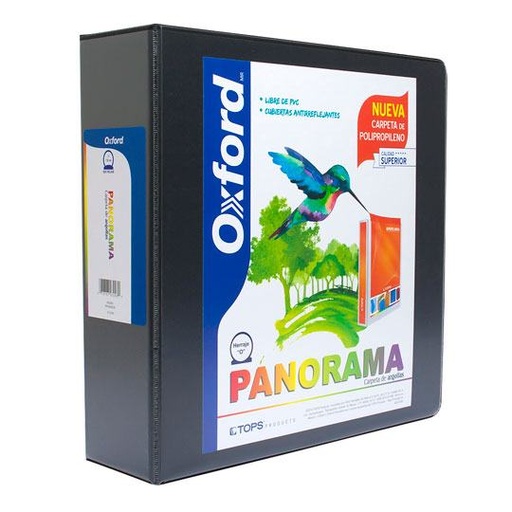 [ESS-CAR-PP03006] Carpeta Panorámica Oxford Carta Negra De 3" Herraje "O"