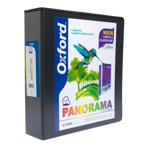 [ESS-CAR-PP10206] Carpeta Panorámica Oxford Carta Negra De 2" Herraje "D"