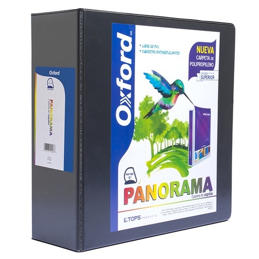 [ESS-CAR-PP10406] Carpeta Panorámica Oxford Carta Negra De 4" Herraje "D"  