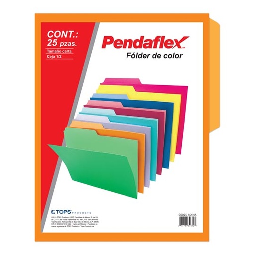 [ESS-FOL-02512NA] Folder De Color Pendaflex Carta Color Naranja Ceja 1/2 Caja Con 25 Pzas 
