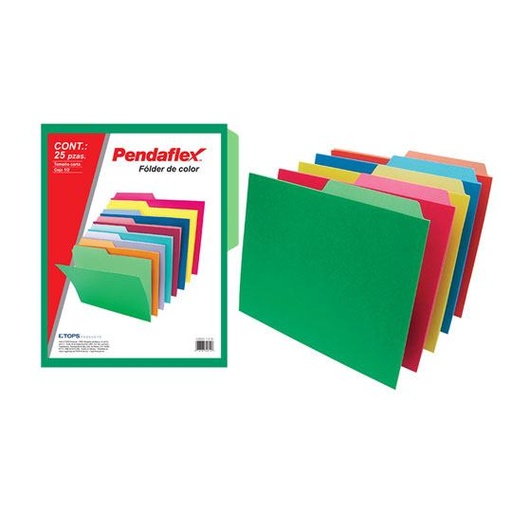 [ESS-FOL-02512SI] Folder De Color Pendaflex Carta Color Surtido Intenso Ceja 1/2 Caja Con 25 Pzas 