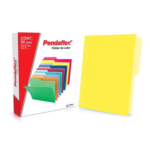 [ESS-FOL-05012AM] Folder De Color Pendaflex Carta Color Amarillo Ceja 1/2 Caja Con 50 Pzas 