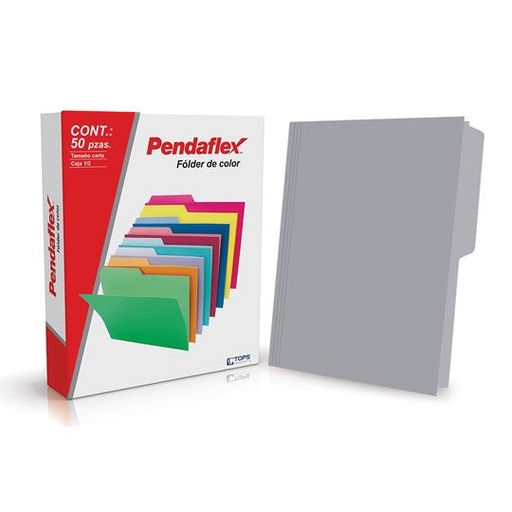 [ESS-FOL-05012GR] Folder De Color Pendaflex Carta Color Gris Ceja 1/2 Caja Con 50 Pzas
