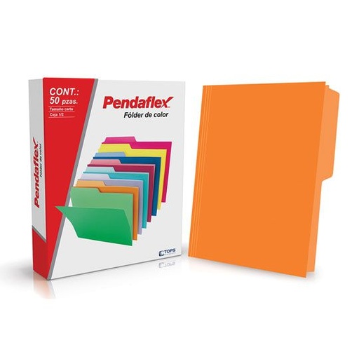 [ESS-FOL-05012NA] Folder De Color Pendaflex Carta Color Naranja Ceja 1/2 Caja Con 50 Pzas 