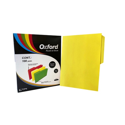 [ESS-FOL-M762AM] Folder De Color Oxford Carta Color Amarillo Ceja 1/2 Caja Con 100 Pzas