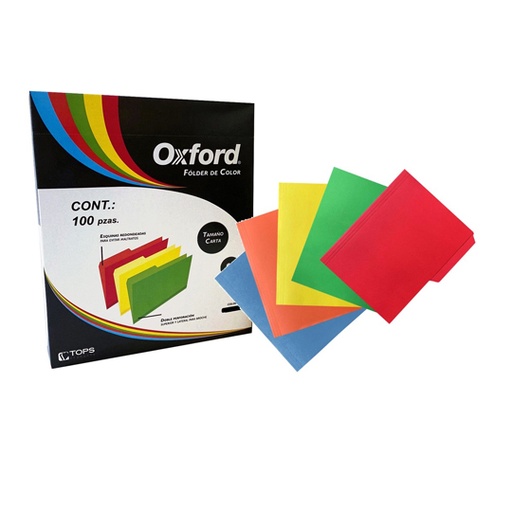 [ESS-FOL-M762ASS] Folder De Color Oxford Carta Colores Surtidos Ceja 1/2 Caja Con 100 Pzas
