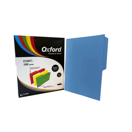 [ESS-FOL-M762AZ] Folder De Color Oxford Carta Color Azul Ceja 1/2 Caja Con 100 Pzas