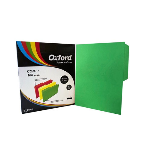 [ESS-FOL-M762VD] Folder De Color Oxford Carta Color Verde Ceja 1/2 Caja Con 100 Pzas 