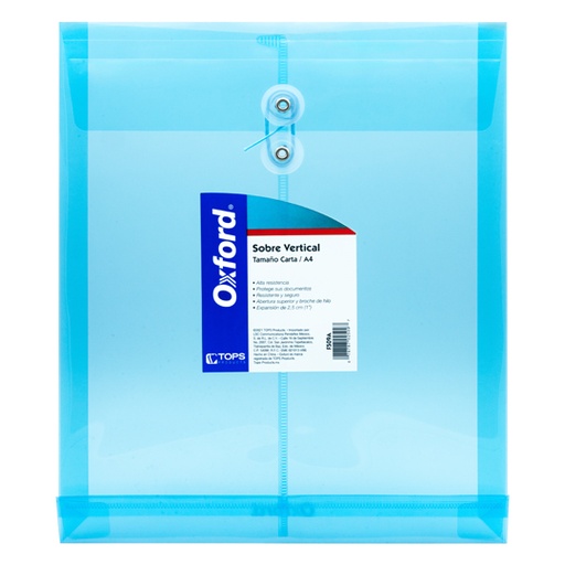 [ESS-SOB-F509A] Sobre Porta Documentos Vertical Oxford Carta Color Azul