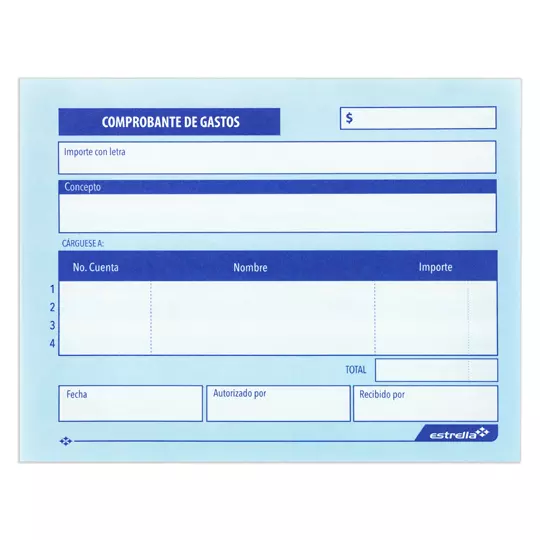 [EST-COM-137] Comprobante De Gastos Estrella Block Con 50 Hojas