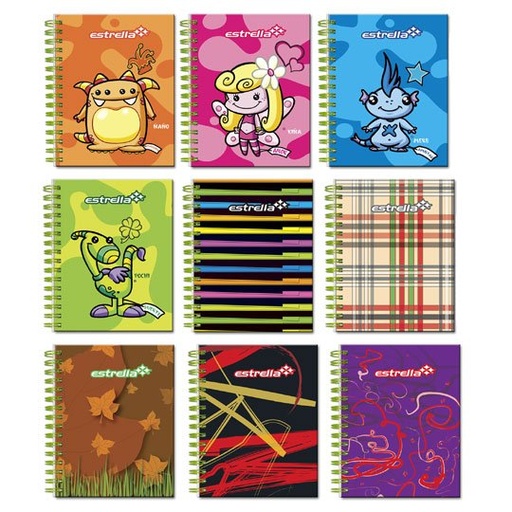 [EST-CUA-560] Libreta Mini Book Con Doble Espiral Estrella Raya 80 Hojas