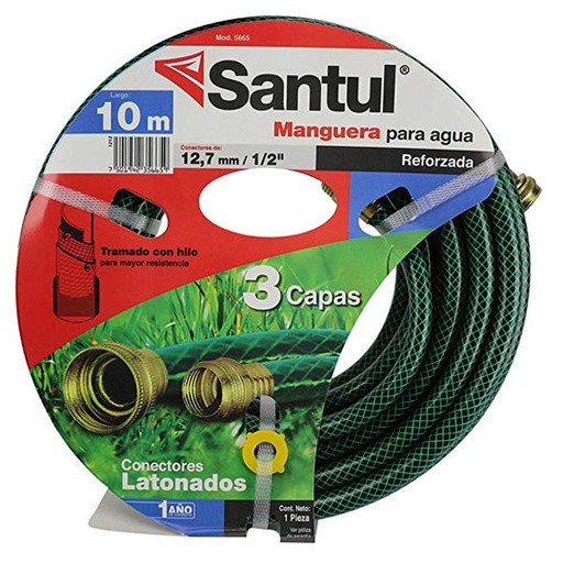 [SAN-MAN-5665] Manguera Santul 3 Capas Color Verde De 10 Metros