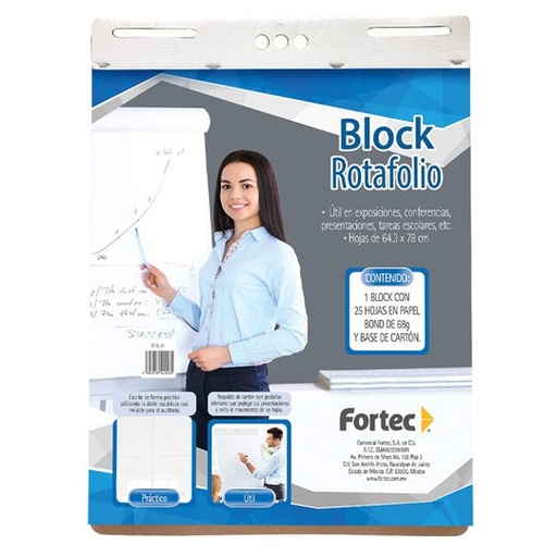[FTC-BLK-RT64] Rotafolio Fortec 64.3 X 78 Cm Block Cuadriculado Con 25 Hojas