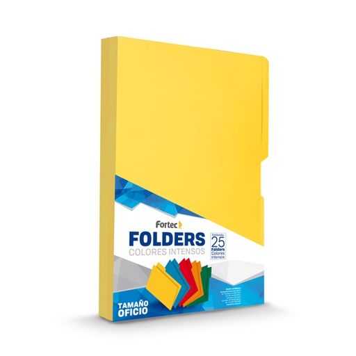 [FTC-FOL-1462] Folder De Color Intenso Fortec Oficio Color Amllo Ceja 1/2 Caja Con 25 Pzas