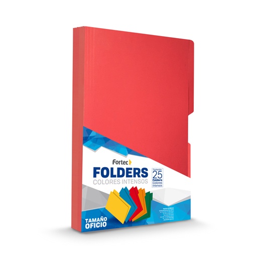 [FTC-FOL-1463] Folder De Color Intenso Fortec Oficio Color Intenso Fortec Oficio Color Rojoceja 1/2 Caja Con 25 Pzas