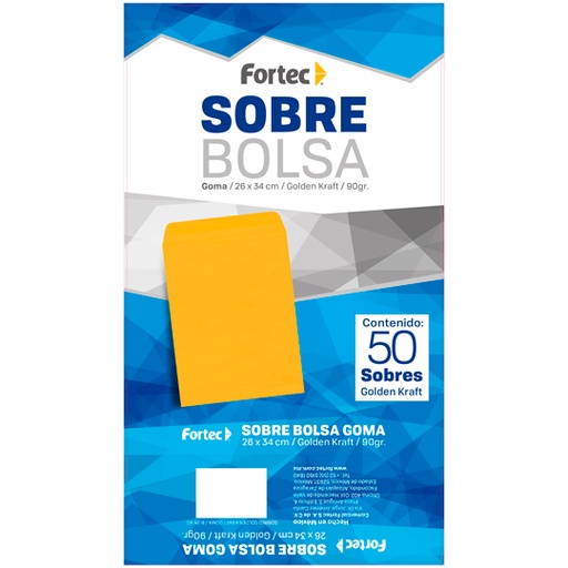 [FTC-SOB-B26KG] Sobre Kraft Engomado Fortec Extra Oficio Caja Con 50 Piezas